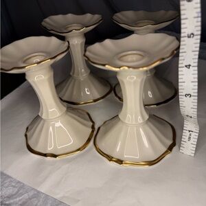Lenox Cream and Gold Candle Holders Set